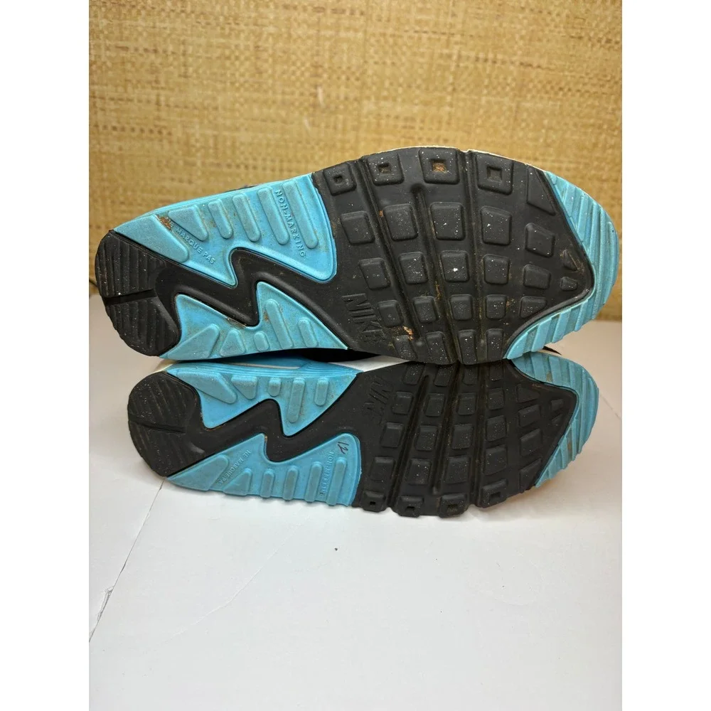 Nike Air Max 90 Kids White Black University Blue Sneakers HF6358-100 Size 3.5Y